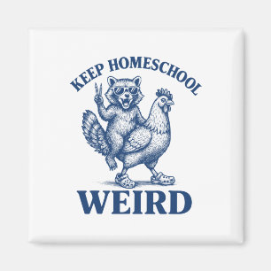 Keep Homeschool Weird Funny Retro Vinage Mum Racco Magnet