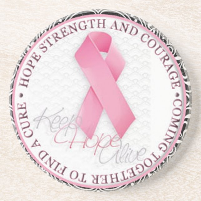 keep hope alive pink ribbon breast cancer coaster (Front)