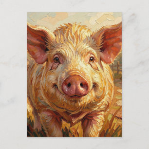 Keep in Touch with this Cute Pig Postcard