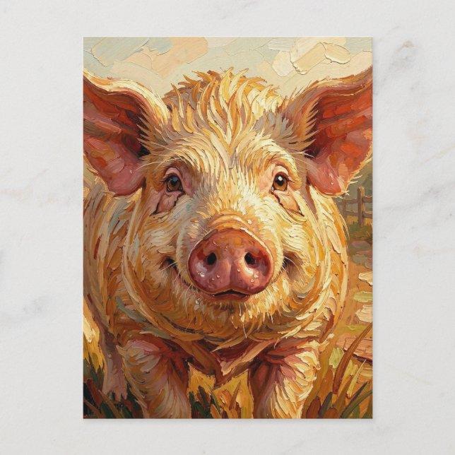Keep in Touch with this Cute Pig Postcard (Front)