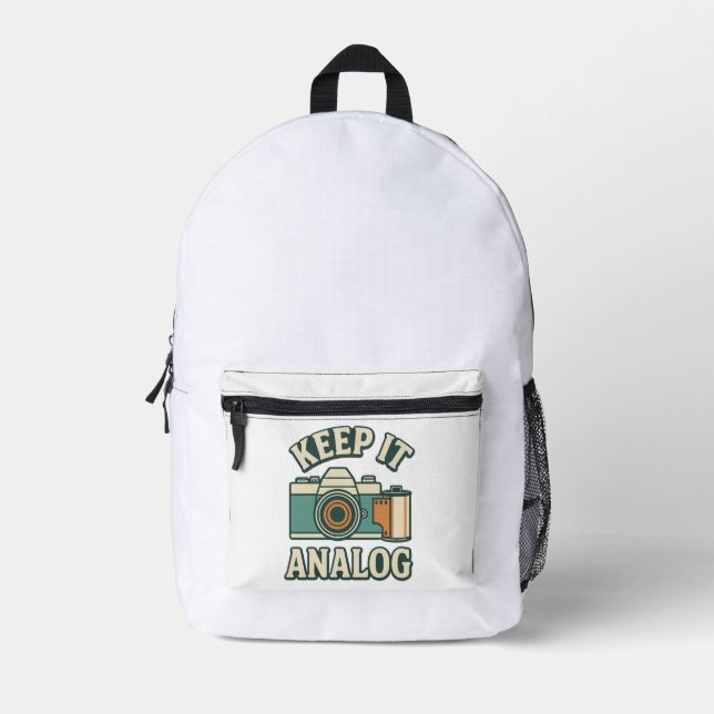 Keep it analogue printed backpack (Front)
