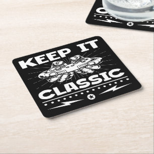 Keep It Classic Retro Gaming Controller Video Game Square Paper Coaster
