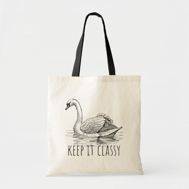 Keep It Classy Elegant Swan Tote Bag (Front)