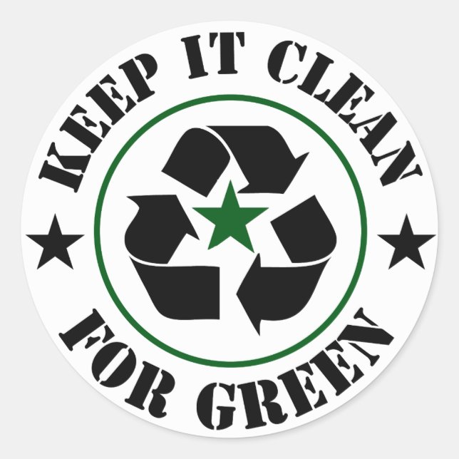 Keep It Clean For Green Logo Classic Round Sticker (Front)