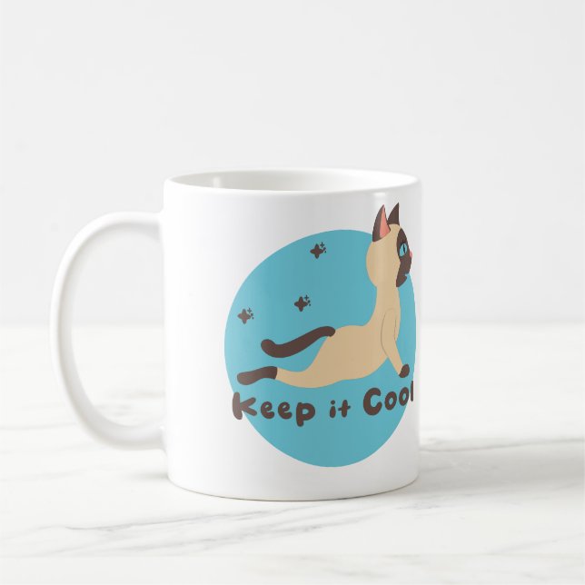 Keep it cool Kawaii funny cat practice yoga poses  Coffee Mug (Left)
