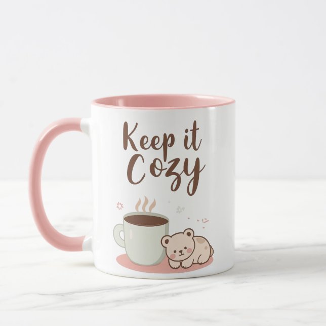 "Keep it Cozy" with Sleepy Bear and Coffee Mug (Left)