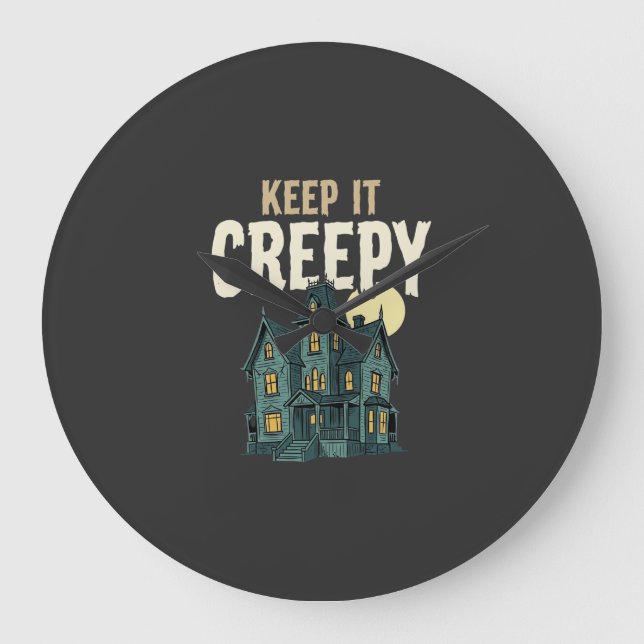 Keep It Creepy Haunted House Halloween Design_1 Large Clock (Front)