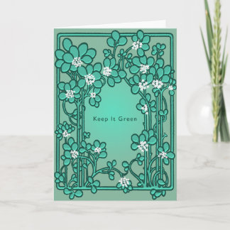 Keep It Green clean and sober blank greeting card