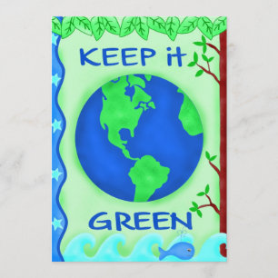 Keep It Green Save Earth Environment Art Invitation