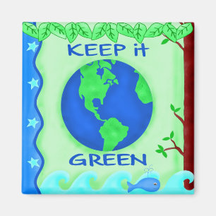 Keep It Green Save Earth Environment Art Magnet