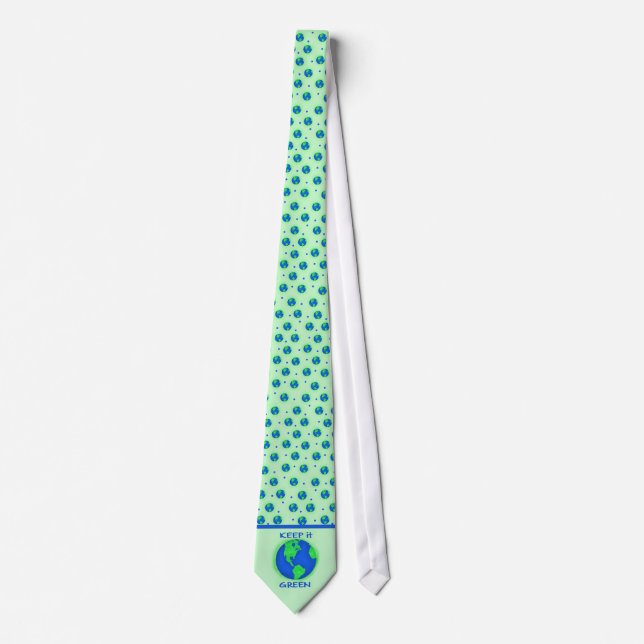 Keep It Green Save Earth Environment Art Tie (Front)
