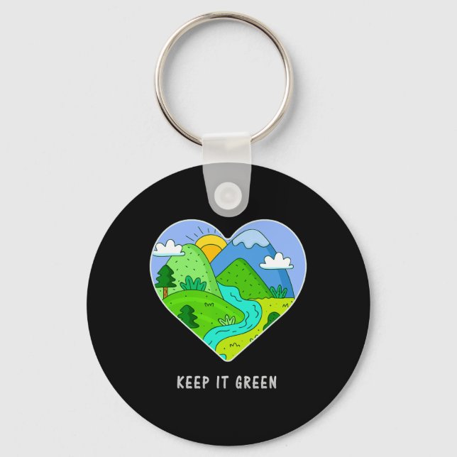 Keep It Green Save The Planet Earth Day Gift Idea  Key Ring (Front)