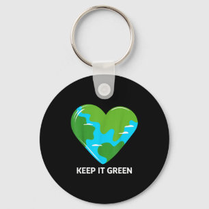 Keep it green save the planet earth day key ring