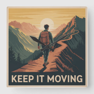 Keep It Moving Square Wall Clock