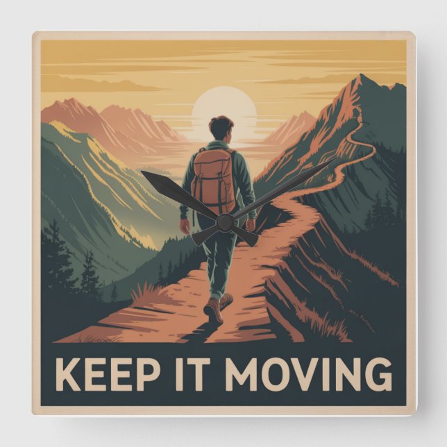 Keep It Moving Square Wall Clock (Front)