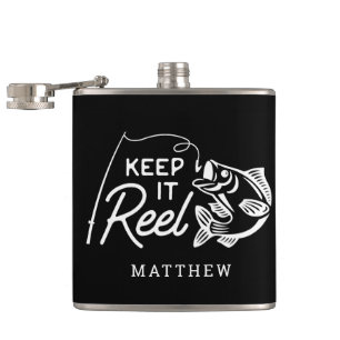Keep It Reel Fisher Father's Day Custom Name Hip Flask