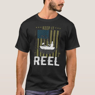 Keep It Reel Fishing Hook Usa Flag Camouflage Fish T-Shirt