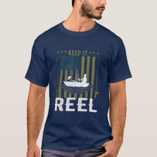 Keep It Reel Fishing Hook USA Flag Camouflage Fish T-Shirt