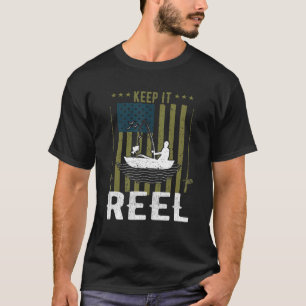 Keep It Reel Fishing Hook Usa Flag Camouflage Fish T-Shirt