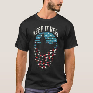 Keep It Reel Fishing Retro Sunset Fisherman Usa T-Shirt