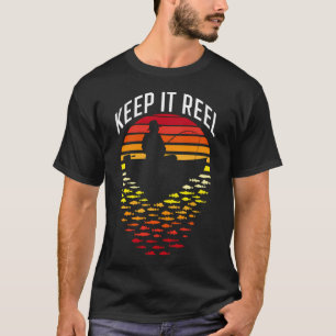 Keep It Reel Fishing Retro Sunset Funny Fisherman T-Shirt
