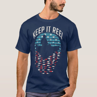 Keep It Reel Fishing Retro Sunset Funny Fisherman  T-Shirt
