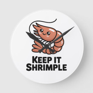 Keep It Shrimple Kawaii Shrimp Round Clock