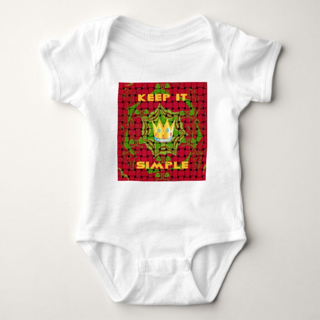 Keep It Simple: Bold Golden Red Woven Floral print Baby Bodysuit (Front)