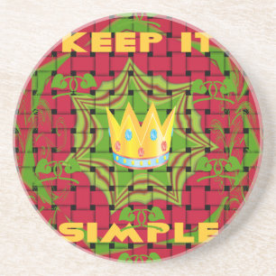 Keep It Simple: Bold Golden Red Woven Floral print Coaster