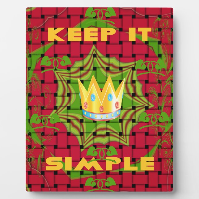Keep It Simple: Bold Golden Red Woven Floral print Plaque (Front)