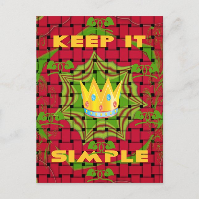Keep It Simple: Bold Golden Red Woven Floral print Postcard (Front)