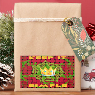 Keep It Simple: Bold Golden Red Woven Floral print Rectangular Sticker