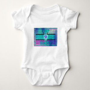 Keep It Simple: Cyan Heart & Clarity Pattern Art Baby Bodysuit