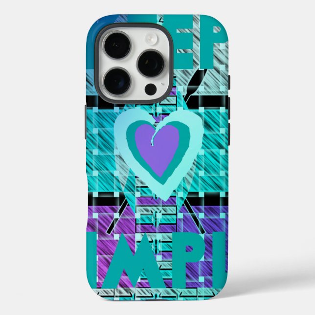 Keep It Simple: Cyan Heart & Clarity Pattern Art Case-Mate iPhone Case (Back)