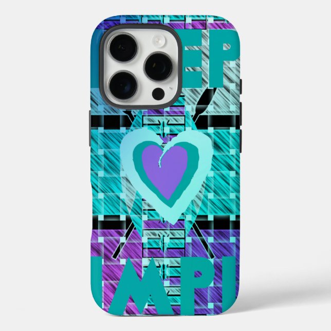 Keep It Simple: Cyan Heart & Clarity Pattern Art Case-Mate iPhone Case (Back)