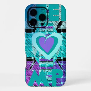 Keep It Simple: Cyan Heart & Clarity Pattern Art iPhone Case