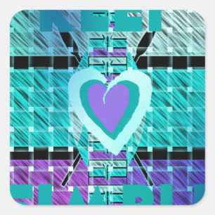 Keep It Simple: Cyan Heart & Clarity Pattern Art Square Sticker