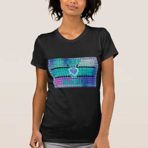 Keep It Simple: Cyan Heart & Clarity Pattern Art T-Shirt