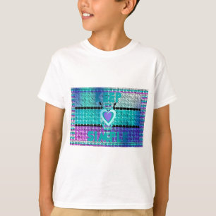 Keep It Simple: Cyan Heart & Clarity Pattern Art T-Shirt