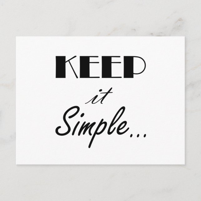 Keep it Simple, Daily Affirmation flash card (Front)