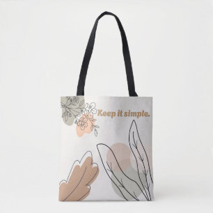 'Keep It Simple' Earthy Botanical Art Tote Bag