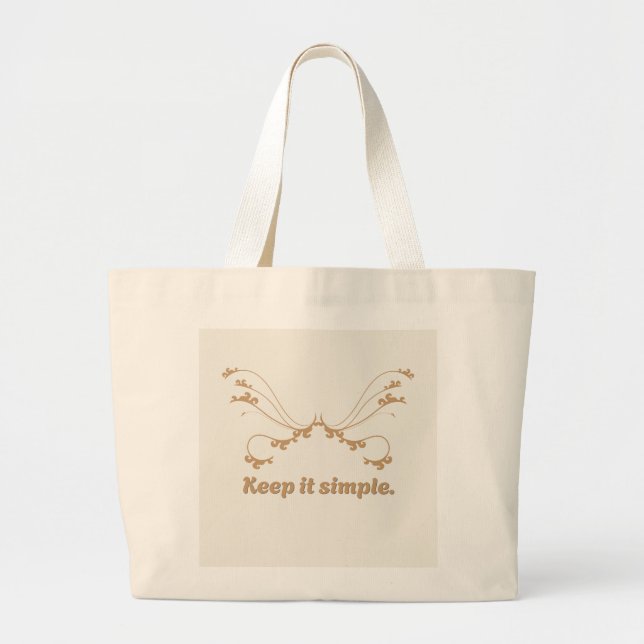 'Keep It Simple' Elegant Minimalist Large Tote Bag (Front)