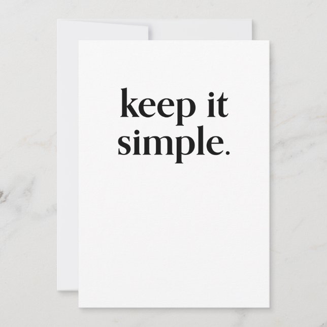 Keep It Simple Modern Typography Art Card (Front)