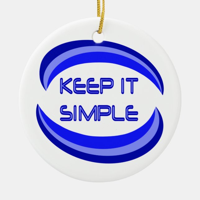 Keep it Simple Recovery Slogan Quote In Blue Ceramic Tree Decoration (Front)