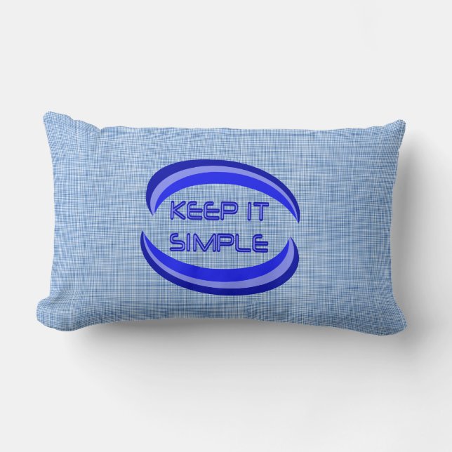Keep it Simple Recovery Slogan Quote In Blue Lumbar Cushion (Front)
