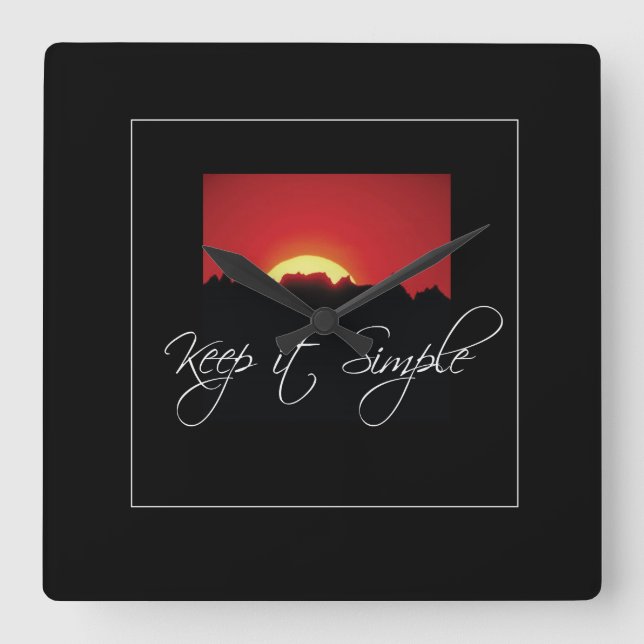 Keep it Simple Recovery, Sunrise, Black Recovery Square Wall Clock (Front)