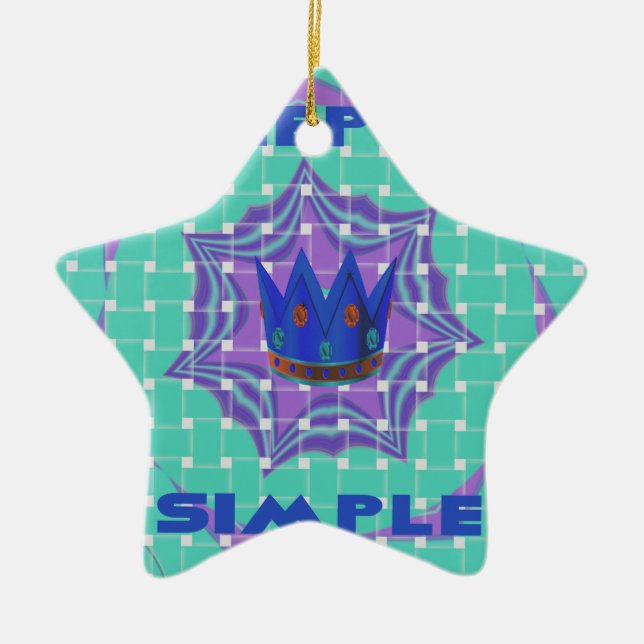 Keep It Simple: The Royal Clarity Pattern Art  Ceramic Ornament (Front)