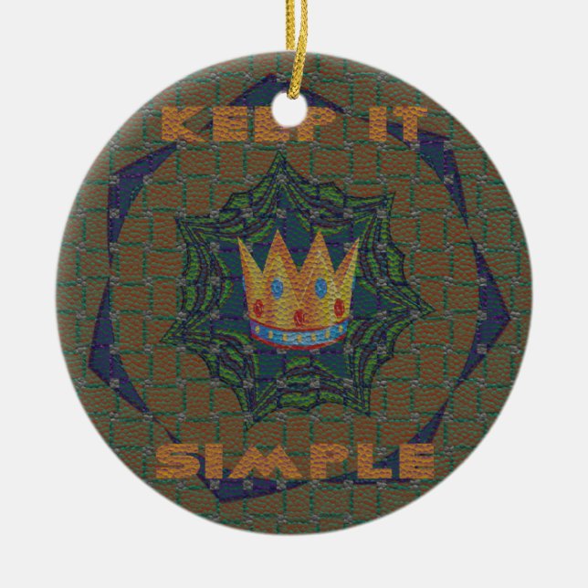 Keep It Simple: The Royal Clarity Pattern Design Ceramic Ornament (Front)
