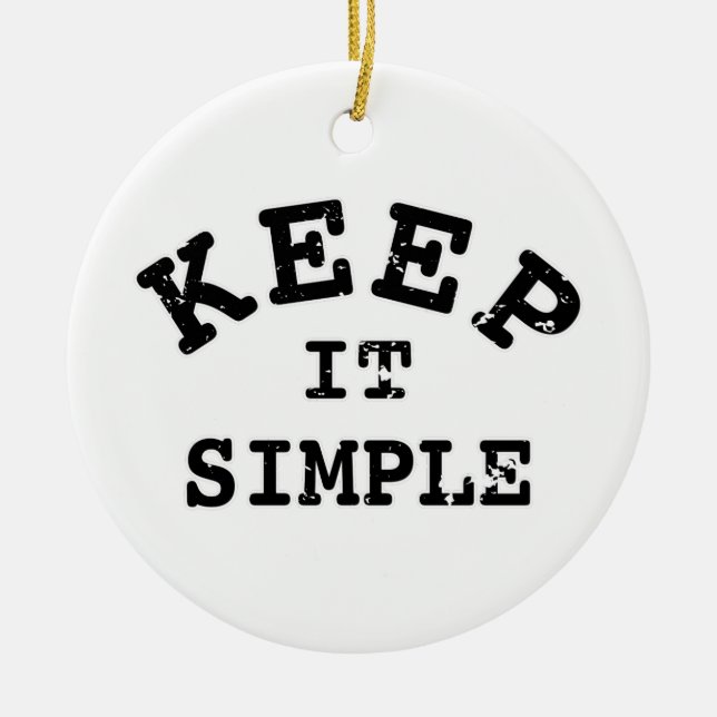 Keep It Simple Typography Ceramic Tree Decoration (Front)