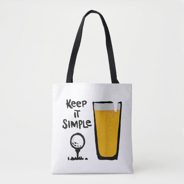 Keep It Simples Funny Golf Beer Tote Bag (Front)